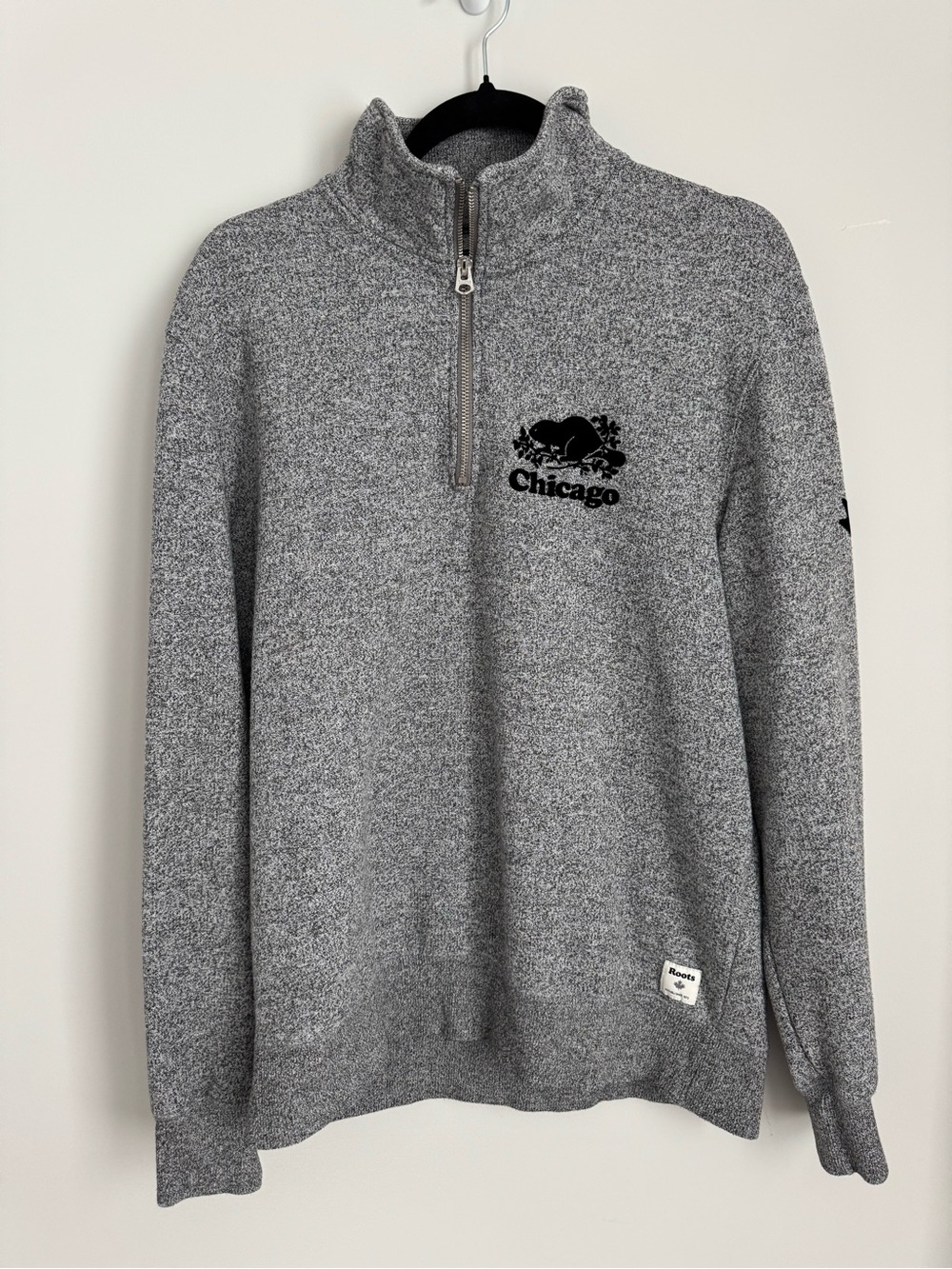 Roots Chicago Salt & Pepper Quarter-Zip Pullover